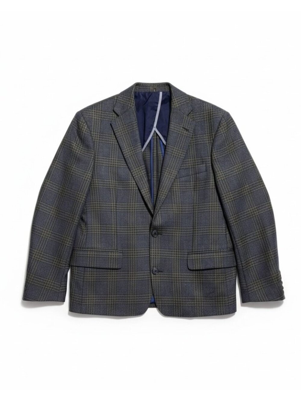 Cole Haan Grand OS Dark Grey‎ Plaid Wool Blazer Jacket Men’s 40S